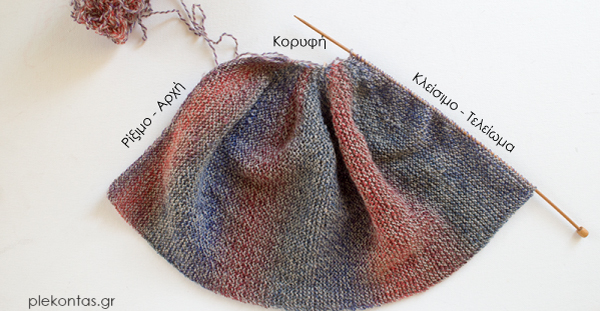 Πλεκτό σκουφάκι με κοντές σειρές.