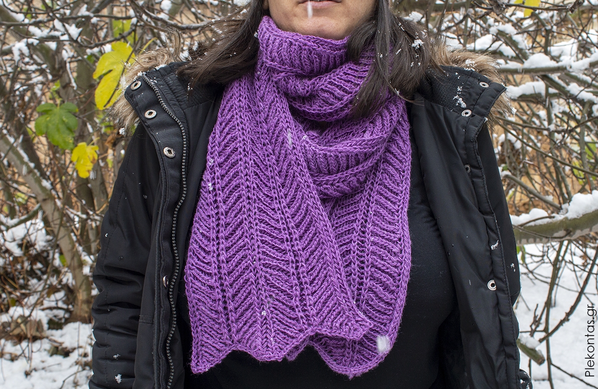 Κασκόλ με μοτίφ σε σχήμα V - Chevron | Πλέξη Μπριός